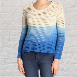 NWT Good Luck Gem Open Knit Long Sleeve Ombre Pullover Sweater Size Large